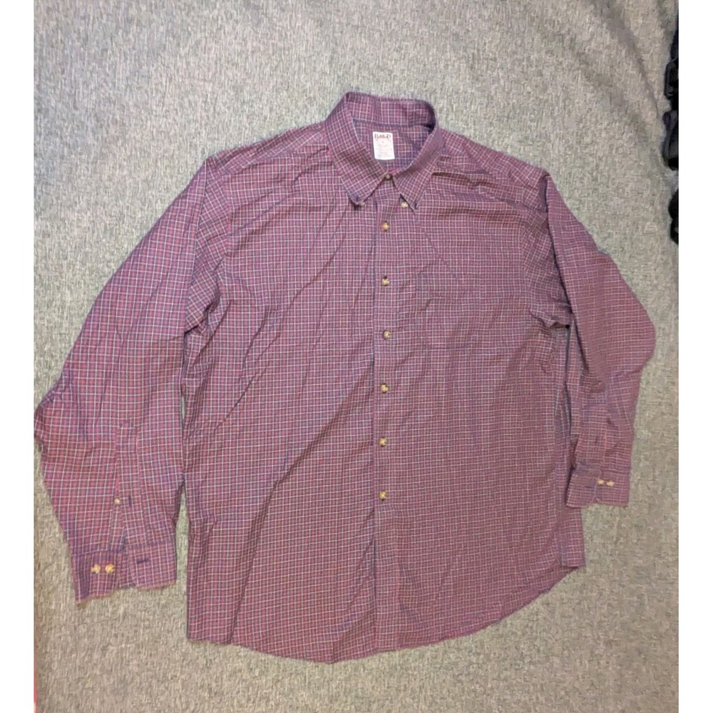 Vintage Brooks Brother's Button Up Shirt Red Check Men's Size XL Long Sleeve